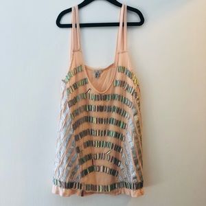 Urban Outfitters light orange embellished tank